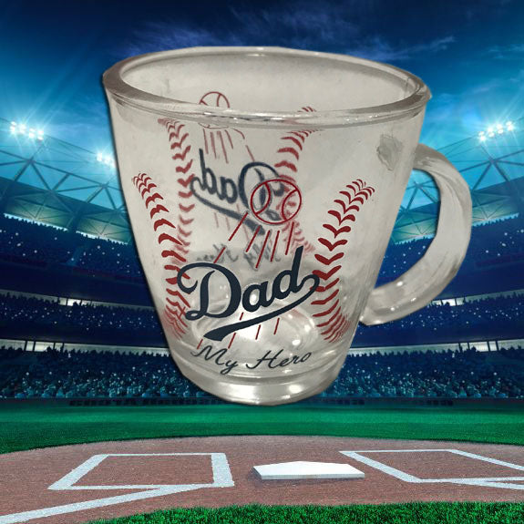 SSHS-704. Dad - My Hero - baseball theme glass mug