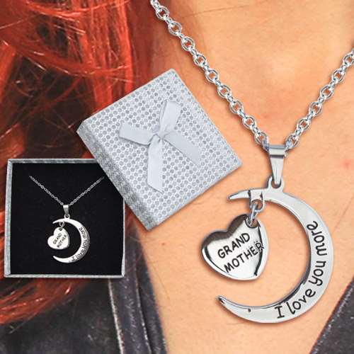 SSHS-718. Grandmother - I Love You More - moon & heart necklace