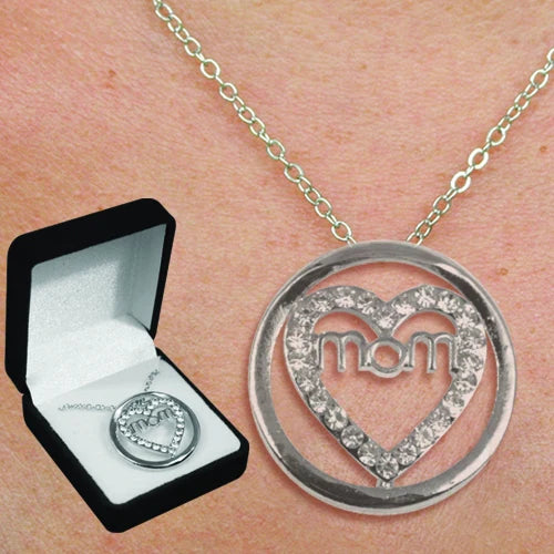 SSHS-905. Mom crystal heart with circle necklace