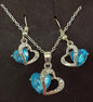 SSHS=1206.  sapphire heart earrings and necklace jewelry set