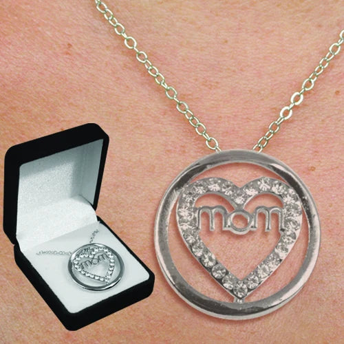 SSHS-905.  Mom crystal heart with circle necklace