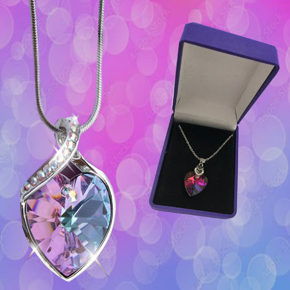 SSHS-1406.  swirl heart gem necklace