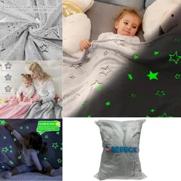 SSHS-2001.  glow in the dark fleece blanket - 50"x60" - stars