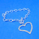 SSHS-717.  silver link bracelet with crystal heart charm