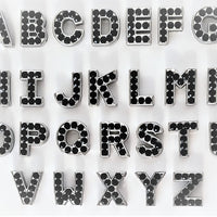 127 - 152.  black crystal letter charms  ~  A-Z