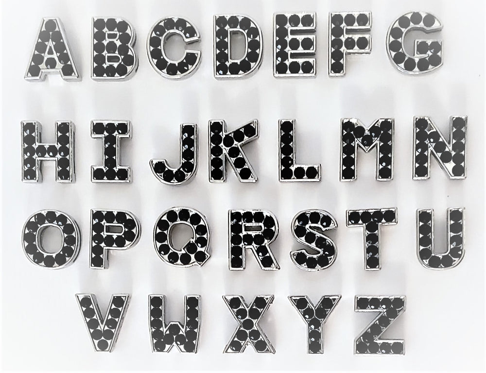 127 - 152.  black crystal letter charms  ~  A-Z